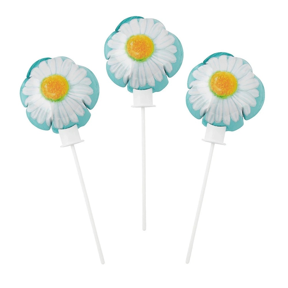 12 Pieces Oriental Trading Daisy Self-Inflating 4 1/4" Mylar Balloons